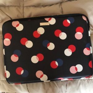 Kate Spade laptop case. Navy with red, white/blue polka dots